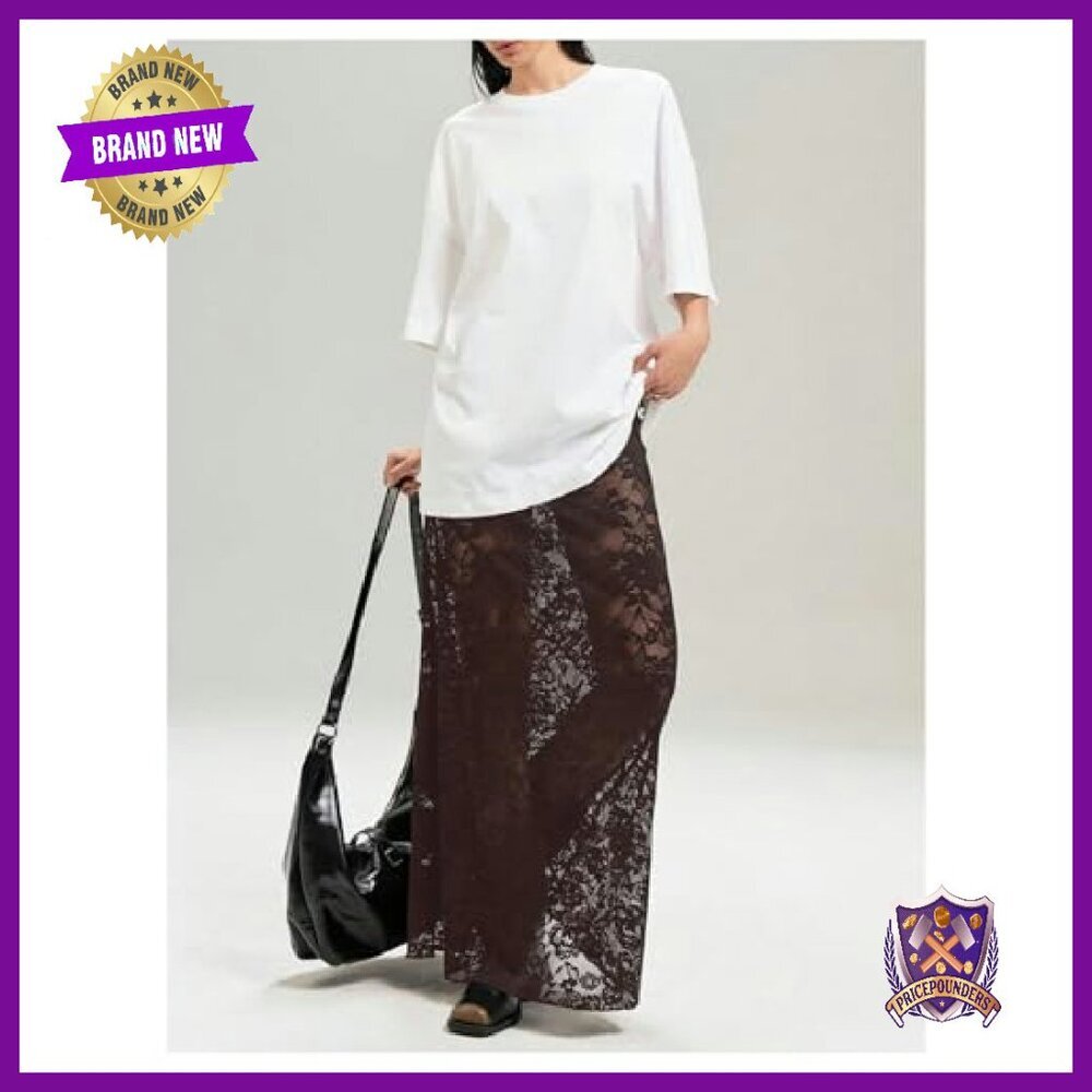 Sheer Mesh Lace Maxi Skirt Y2K See Through Flowy Long Skirt - Picture 6 of 6